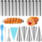 HavaCue Lot de 21 Moules à Cornets e Tubes,Acier inoxydable Tubes Cannoli Moules,Cannoli Moules,Livré Avec Brosse de Nettoyage, Sac à Pâtisserie, Crème à Friser Cannelloni Schiller