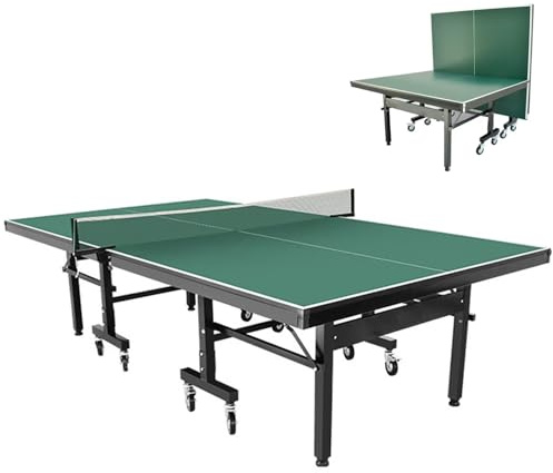 Bordtennis, bärbart inomhus- och utomhusbordtennisbord med 8 hjul, bollar och nät, professionellt hopfällbart bord i standardstorlek, hållbar 274 x 155 x 76 cm, f