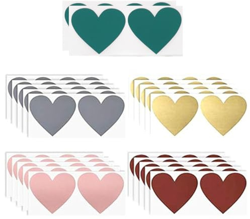 QOWIJEX 50 Piezas Etiquetas Pegatinas para Rascar Tarjeta Rasca Adhesivas para Sorpresa Pegatinas Corazón Rasca y Gana Personalizado Pegatinas Rasca de Corazon 7 * 8cm