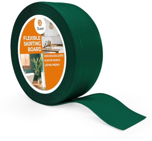 Quest Plinthe Souple PVC 70 x 20 mm Imperméable - Vert, 20 m | Bande de finition murale, résiste à l'eau et aux moisissures, pose facile sans perçage, salon, cuisine & salle de bain