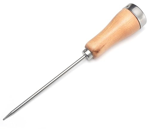 8.5 Inch Ice Crusher, Silver Stainless Steel Ice Pick with Wood Handle for Ice Breaking(1 pcs)