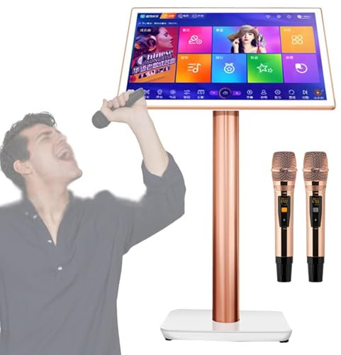 MáQuina De Karaoke Profesional, Reproductor De Karaoke Con MicróFono InaláMbrico, Pantalla TáCtil Capacitiva De 22 Pulgadas Con Pantalla De VisualizacióN De Letras,White-2TB