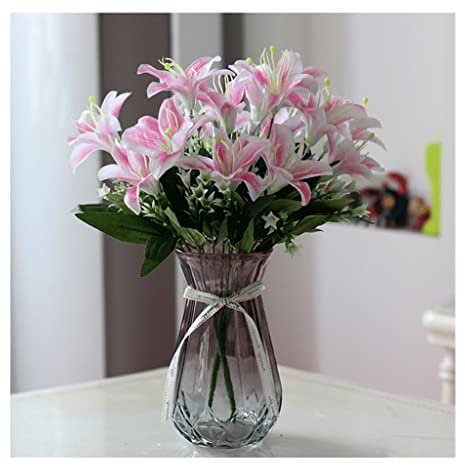 Künstliche Blumen zur Dekoration, künstlicher Lilienstrauß, künstliche Blumen, Hochzeitsstrauß, künstliche Blumen für Zuhause, Party, Garten, Geschäft, Hotel, Büro, Dekoration, künstliche Blumen,