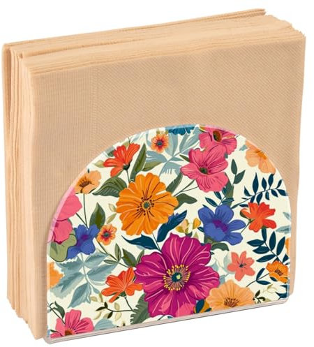 Serviettenhalter für Tisch, bunte Blumen, nahtloser Acryl-Papierserviettenhalter, Küche, Seidenpapierspender, Cocktail-Serviettenhalter für Esstisch, Partygäste, Badezimmer