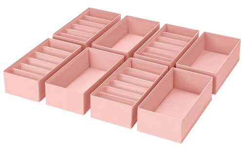 DIMJ Schubladen Organizer Schrank Organizer - 8er Set Unterwäsche Organizer, 30 x 15 x 9 cm Ordnungssystem für Pax Organizer, Kinderkleidung, Socken, Wickelutensilien, Rosa