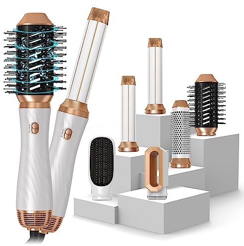 Atopskins Air Styler 6 in 1 Hair Styler mit Föhnbürste Warmluftbürste Haartrockner Lockenstab, Glättbürste, Air styler, Geben Sie dem Haar Volumen, Glätten, Locken und Föhnen Sie Trockenes Haar