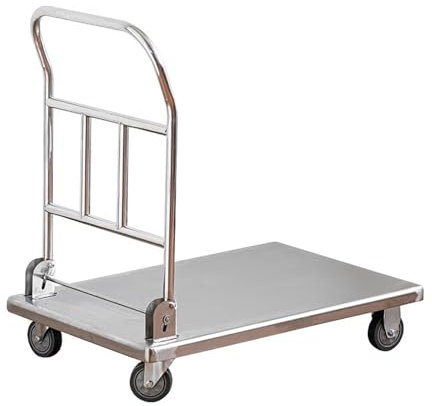 KLYDBMYT Faltbarer Rollwagen, Rollwagen aus Edelstahl, Süßigkeitenwagen aus Metall mit Griff, für Lebensmittel, Lager (74 cm)