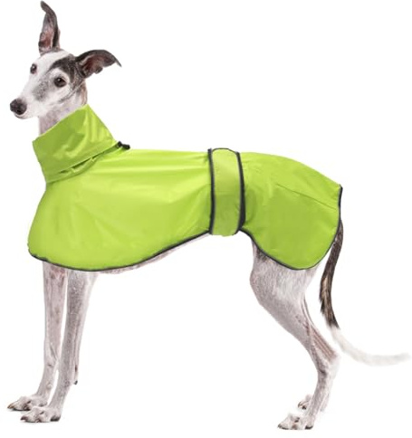 Geyecete Windhund Leicht Hundejacke Regenjacke, Hunderegenmantel Wasserdicht Verstellbar Windhundejacke Whippets Reflektierend Mantel Poncho fur Greyhounds, Lurcher und Whippets-Grün-XXL