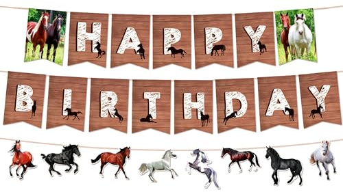 JeVenis Pferde Geburtstagsdeko für Jungen Mädchen Pferde Deko Pferd Geburtstag Banner Kindergeburtstag