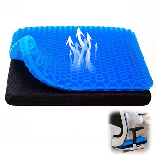 Cuscino per seduta in gel, grande cuscino per seduta a lungo, con fodere antiscivolo, traspirante a nido d'ape, allevia la pressione, per sedia da ufficio, sedia da auto, sedia a rotelle (40 x 35 x