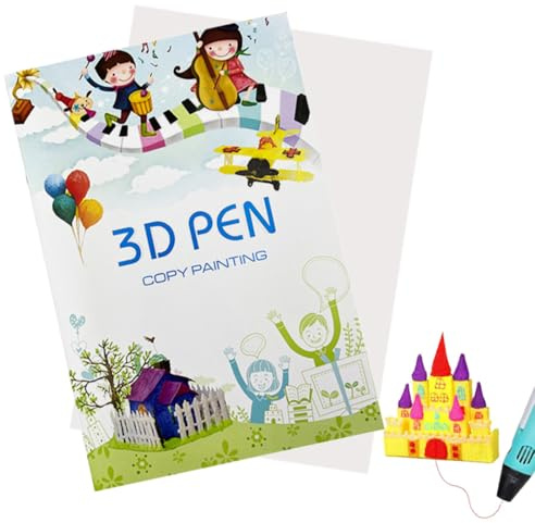 Quesuc 3D-Druck-Zeichenbuch, Wiederverwendbare, Farbenfrohe Vorlage Mit 22 Mustern Aus Dickem Papier Mit Einer Durchsichtigen Platte, Mal-Graffiti-Vorlage Für 3D-Stift, Diy-Geschenk Für Kinder
