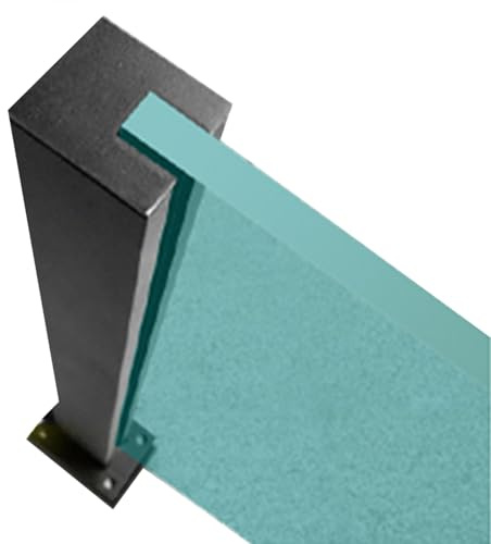 Poteaux de balustrade modernes en verre pour balcon de 30 cm à 155 cm de hauteur, coupe-vent, colonnes de balustrade en verre avec fentes intérieures, pince de serrage, finition grise, design élégant