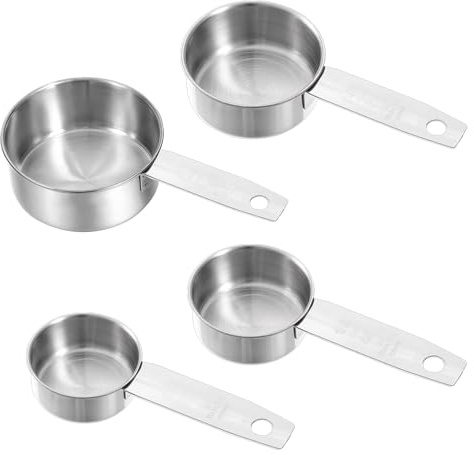 Measuring Cups Set of 4, Kitchen Gadgets Stackable Stainless Steel Metal Measuring Cup Measure Cups for Cooking Baking Dry Wet Ingredients and Liquid, Dishwasher Safe