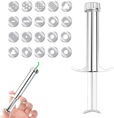 Zuckerpaste Extruder – Set mit austauschbaren Stahldüsen, einfach zu verarbeiten, manuelle Formgebung, kompaktes Handwerkswerkzeug | vielseitige Ausrüstung für den Fon