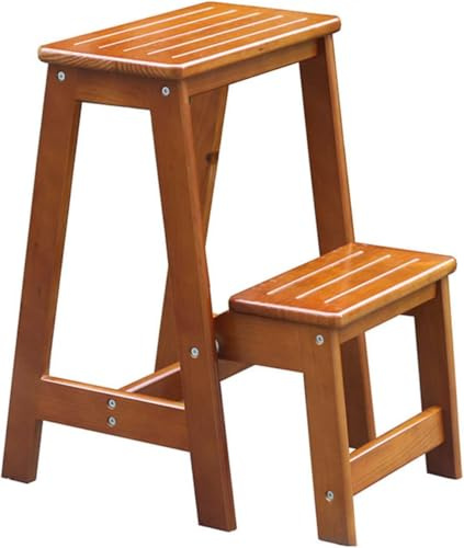 LISHEUK Silla Escalera de Madera de 2 peldaños, Taburete Plegable Ligero para Cocina Resistente, altillo, Taburete portátil para Camping, Escalera Plegable, organizadores para el