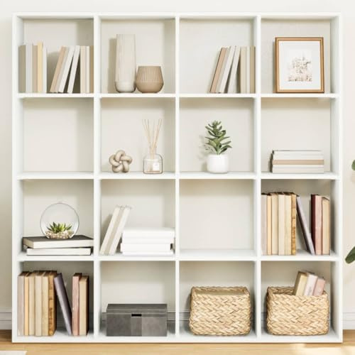 Frdhee Torre de Librería Estantería Independiente,Estantería Blanco 137,5x29x137,5 cm Material de madera,Para Dormitorio Salón Estudio Oficina,Instalación Rápida