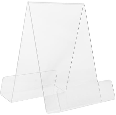 SUPVOX Étagère à Livres Acrylique Transparente Double Face, Grand Format A5 Stop-Livre Intégré, Présentoir à Livres et Supports Photo pour Bureau, Bibliothèque et Espace de Travail,