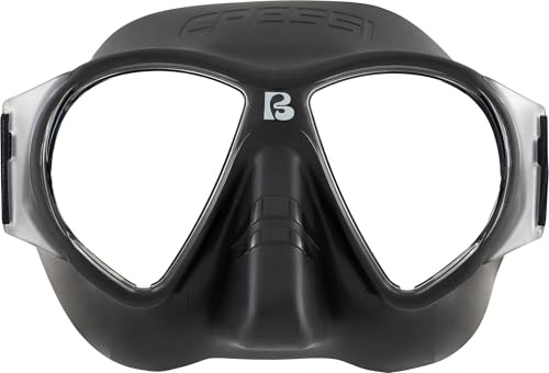 CRESSI since 1946 - Force Mask - Separate Polycarbonate Lenses and Soft TPR Face Mask Ideal Snorkelling Surface Swimming and Beach Holidays - Green Elastic Strap Coral Black - One Size - Adult