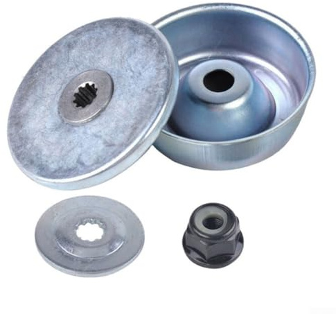 Kit de fijación de metal de repuesto para desbrozadora FS120 F00 F50, incluye tuerca de collar M10x1, arandela de empuje de placa de empuje adecuada para cuerda tri