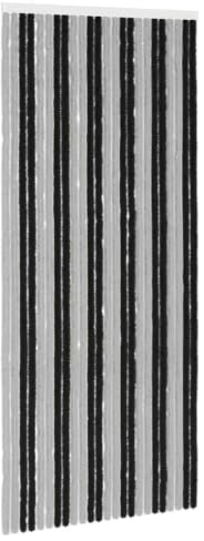Insektenschutzvorhang Chenille Grau und Schwarz 100 x 230 cm, Blickdicht Flauschvorhang Chenille Insektenschutz für Balkontür und Camping42034427