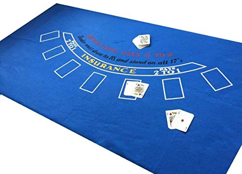 SSTN Ltd Tapis de jeu en feutrine Black Jack Livré avec jeu de cartes Bleu 1,8 x 0,9 m