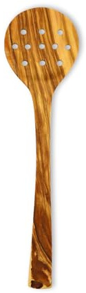 Justa la Fusta | Espumadera Con Ranuras De Madera De Olivo | Propiedades Anti-Bacterianas | Fabricada A Mano De Forma Artesanal En España | Para Uso Alimentario