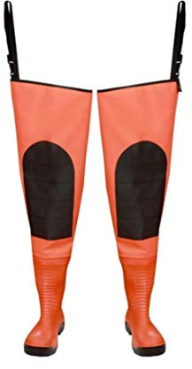 Watstiefel S5 Anglerhose Teichhose Angelhose Wathose mit Stiefel orange gelb Gr. 40-48