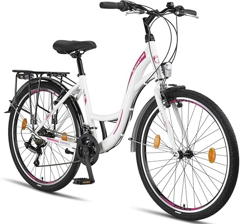 Licorne Bike Stella Premium City Bike in 20,24,26,28 Fahrrad für Mädchen, Jungen, Herren und Damen 21 Gang-Schaltung (6 Gang bei 20 Zoll) Hollandfahrrad Citybike (26 Zoll, Weiß)