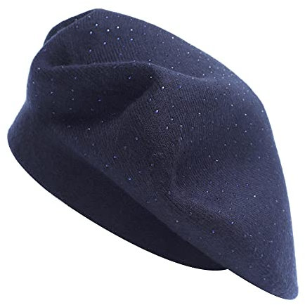 ZLYC Damen Wolle Baskenmütze Klassische Französischen Barett Warm Beret Mütze (Königsblau),Einheitsgröße