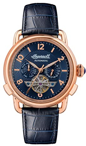 Ingersoll Men's The New England Automatic Watch with Blue Dial and Blue Leather Strap I00902