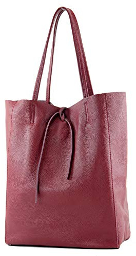 modamoda de T163 Damen Leder Shopper Schultertasche, handmade in Italy