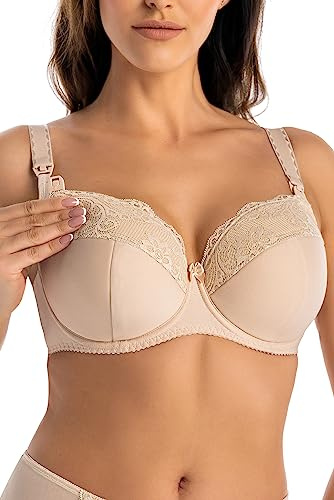Teyli Förstärkt Amnings-BH som ger stabilt stöd och komfort under amning, med justerbara band och praktisk design för varje mamma Beige 75I