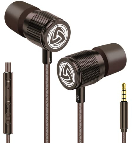 LUDOS Ultra Kopfhörer In Ear Ohrhörer mit Kabel und Mikrofon, Kristallklarer Klang, Ausgewogene Höhen und Tiefen, Neuer Memory Foam, Langlebiges Kabel, Bässe, Lautstärkeregelung, Earphones für Handy