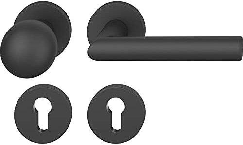 FSB Wechselgarnitur 12 1076 ASL auf Rosette PZ, Knopf fest, schwarz matt