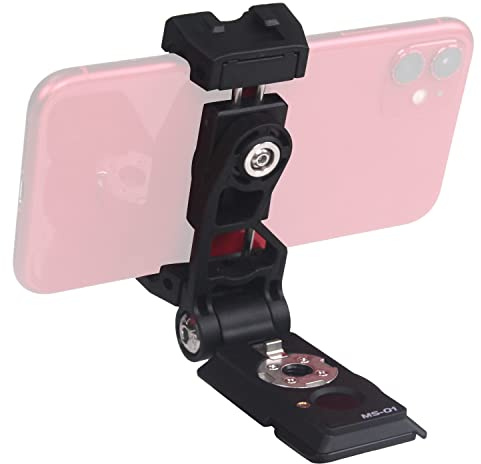 IFOOTAGE Universal Smartphone Stativhalterung Adapter，Universelle Smartphone Stativhalterung mit Kaltschuh,360° Drehbare Handyhalterung，Passt zu Stativ,Einbeinstativ,Selfie StickSchwarz