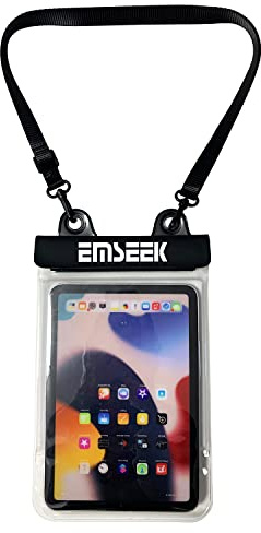 EMSEEK Waterproof Ebook Reader Case Holder Tablet Cover Bag eReader Dry Pouch for Amazon Kindle Paperwhite Oasis Fire 7 Nook Kobo iPad mini Samsung Tab Google Nexus Up to 8.5”(Black)
