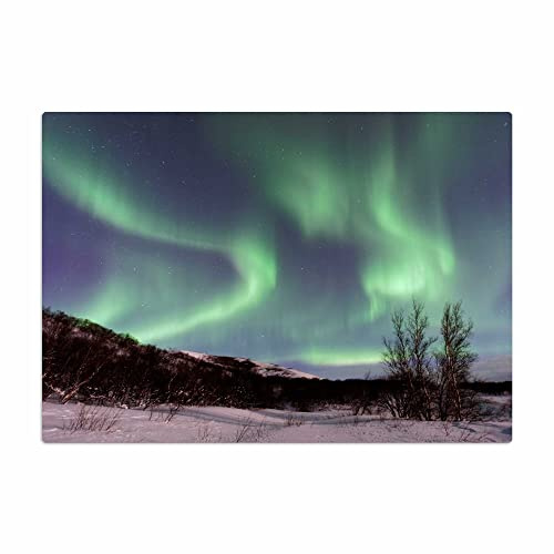 Vero Home 11348 Glas-Schneidebrett | Motiv Natur Polarlichter | rutschfest, kratzfest und lebensmittelecht | Maße: 39 x 29 cm