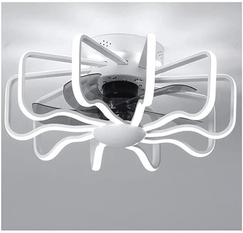 ABGRC Creativo Ventilador de techo con jaula de 22,8 pulgadas con control remoto, ventilador de techo sin aspas de granja con luz, candelabro pequeño de dormitorio moderno Seguro