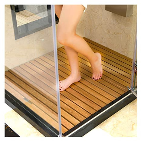 ZXCVBAS Caillebotis en Bois, Tapis De Baignoire Antidérapant pour Salle De Bain, Tapis De Sol Imperméable, Paillasson pour Détente Au Spa, Intérieur Ou Extérieur, Personnalisable,75x110cm/30x43in