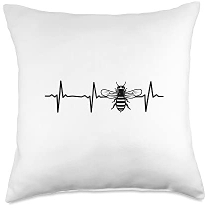 Beekeeping Honeybee Heartbeat Bee Beekeeper Heartbeat Throw Pillow