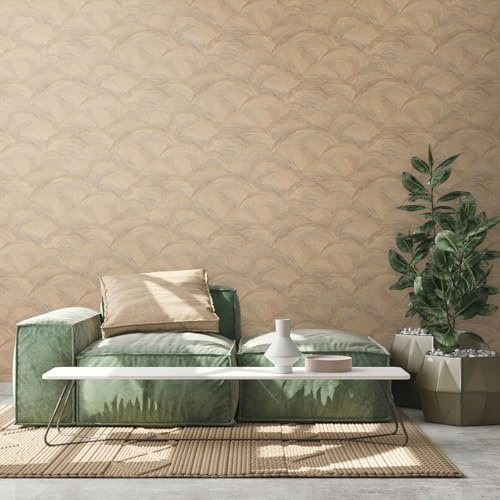 Livingwalls Travel Styles Vliestapete - Tapete mit Schuppenoptik in Beige und Braun - stylische Wandtapete für verschiedene Räume in 10,05 m x 0,53 m