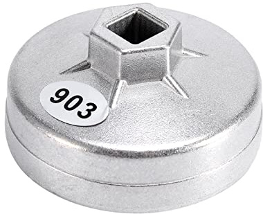 TKSE Oljefilter borttagningsverktyg, 74 mm 14 splines aluminium oljefilternyckel 903 uttag borttagningsverktyg silverfärg för BMW Audi Benz
