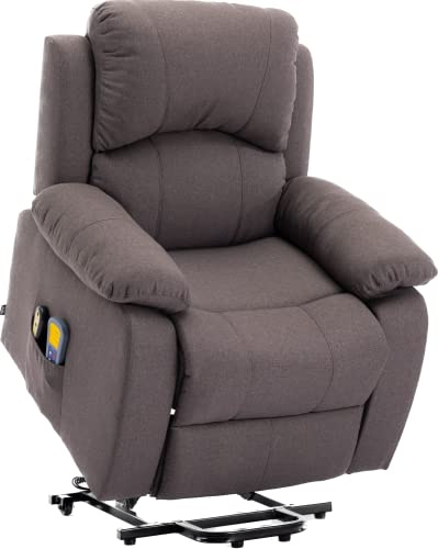 Astan Hogar Fauteuil Relax avec Fonction Auto-Assistance (lève-Personnes), Inclinaison électrique, Massage et thermothérapie, modèle Ramón AH-AR30920MR, Marron,