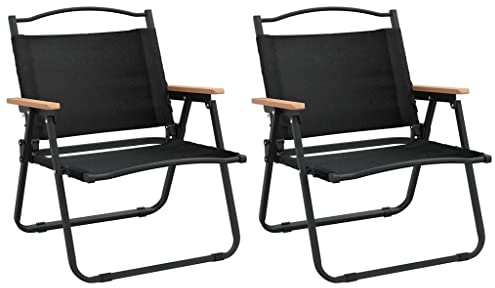 vidaXL 2X Campingstuhl Klappstuhl Faltstuhl Angelstuhl Regiestuhl Picknickstuhl Strandstuhl Campingsessel Schwarz 54x43x59cm Oxford-Gewebe