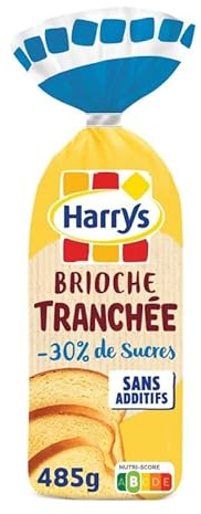 HARRYS - La brioche tranchée moelleuse et légère, -30% de sucres, sans additifs - 485g pour des petits-déjeuners gourmands - Lot De 4 - Vendu Par Lot