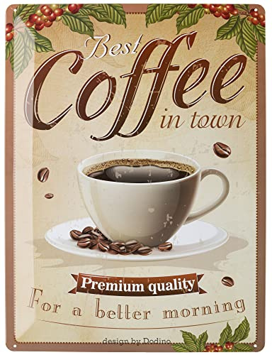 DODINO 30x40cm blechschilder BEST COFFEE, Dekoratives Wohnaccessoire, Deko Vintage Küche Coffee Fans Geschenkidee