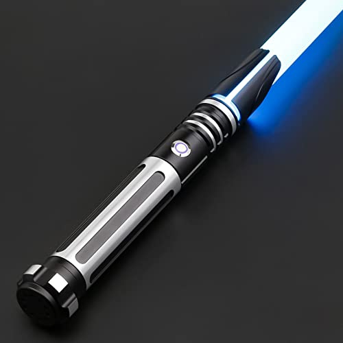 ANASABER Duellierendes Lichtschwert, Motion Control Laserschwert Für Erwachsene, Smooth Swing Lightsaber Mit 10 Tonfonts, RGB 12 Farben Wechselbar, Metallgriff, Für Halloween Cosplay Party, S9