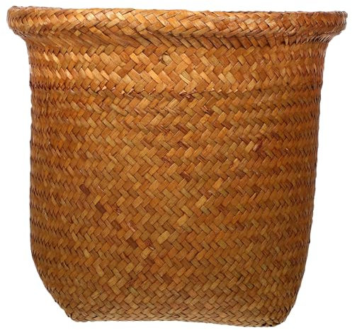 HEMOTON Cubos De Basura Tejidos Bote De Basura Pequeño Cesta De La Casa Basura Tejida Papelera De Cocina Cesto De La Ropa Cesta Tejida Decorativa Mimbre Oficina Rota Tejer Flor De Ratán