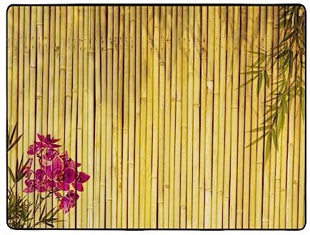 Chinesischer Bambus-Teppich mit blühenden Blumen, weicher Flanell, rutschfest, flauschig, Dekoration, moderne Teppiche für Wohnzimmer, Schlafzimmer und Büro, 160 x 122 cm