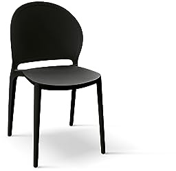 PAZZO DESIGN Sedia Stefania, Set Da 4, Nero, Sedie Polipropilene, Cucina, Sala Da Pranzo, Giardino, Impilabili - id_1993